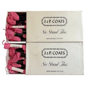 Pink Embroidery Floss Lot of 27 Skeins JP Coats 6-Strand 46A Mid Rose Box NOS